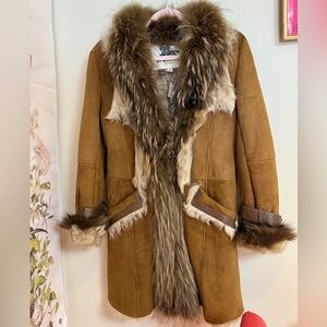 Burberry Shearling Trench Coat with Goat Fur Trim